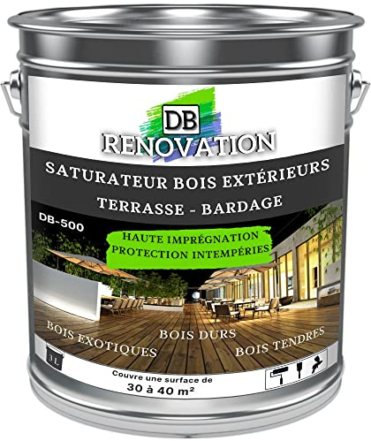 DB Rénovation Saturateur bois incolore - Hydrofuge, Extrême résistance UV, anti-grisaille - Protection marin - 3L