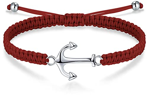 J.Endéar Anker Armband für Damen Herren Silber 925 Handgemachtes Geflochten Filigran Seil Kordel Sommer Meer Schmuck Geschenk, Maron