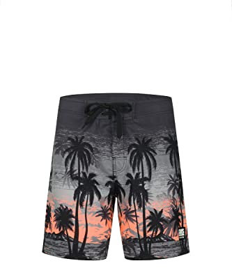 Badehose, Badehose Herren, Badeshorts Herren, Badehose, Badehose für Herren, Schwimmhose Herren(XL, Schwarz Grau Neon Palmen)