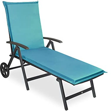 sunnypillow Liegenauflage - Auflage für Sonnenliege 190 x 60 - Polster für Gartenliege extra dick 9cm - Polsterauflagen für Liegen Outdoor, wasserdicht - Kissen für Liegestuhl, Gartenmöbel - Blau