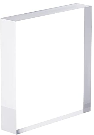 CREATCABIN Square Clear Polished Acrylic Display Base Transparent Cube Pedestal Jewelry Ring Display Stands Photography Props Background for Showing Collectibles Jewelry Cosmetics Garage Kit 3.15 Inch
