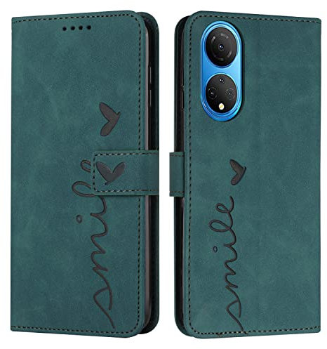 EATCYE Coque pour Huawei Honor X7 - Étui Housse en Cuir PU Premium, Magnetique Flip avec Pochette de Portefeuille, Protection (Vert)
