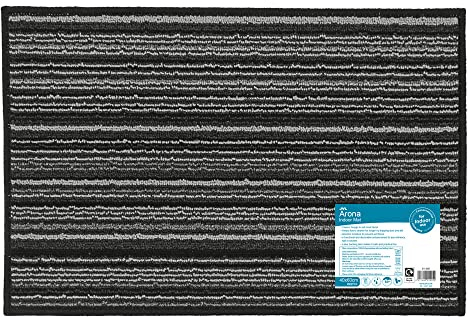 JVL Arona Machine Washable Latex Backed Doormat, 40x60cm,Black