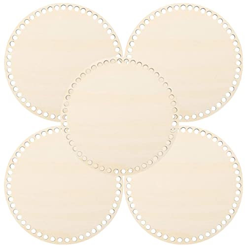 FOMIYES Korbboden Zum Häkeln 5 Stücke Holz Korbböden Runden Kreis Blank Häkeln Strickkorb Holz Basis Former Für Handwerk DIY Körbe Taschen Geldbörse Weben Liefert