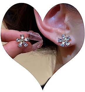 Inateannal Vintage Flor De Cristal Pendientes De Oro De Diamantes De Imitación Pendientes De Flores Pendientes De Pétalos De Cristal Brillante Cz Pendientes De La Flor De La Joyería Para Las Mujeres