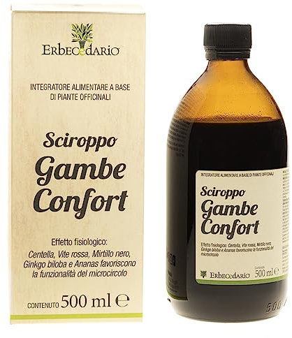 Sciroppo Gambe Confort con Vite rossa, Per Gambe gonfie e pesanti, Benessere della circolazione gambe, dei vasi sanguigni e del microcircolo, Integratore circolazione gambe 1 Flacone Da 500ml