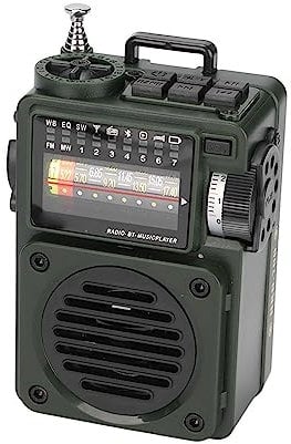 Yunseity Portable Shortwave Radio, FM MW SW WB Receiver, NOAA Weather Forecast, Sleep Timer, Bluetooth Radio Music Player, Supports TF Card