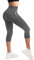 SINOPHANT High Waist Leggings Damen 3/4 Blickdicht Elastische Leggins mit Taschen Grey SM