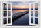 timalo Wandbild Outdoor wetterfeste Bilder für draußen | Gartenbilder Innen & Außen | Landschaftsbilder Acryl Glas Fensterblick Effekt | 120x80cm Abend See Steg