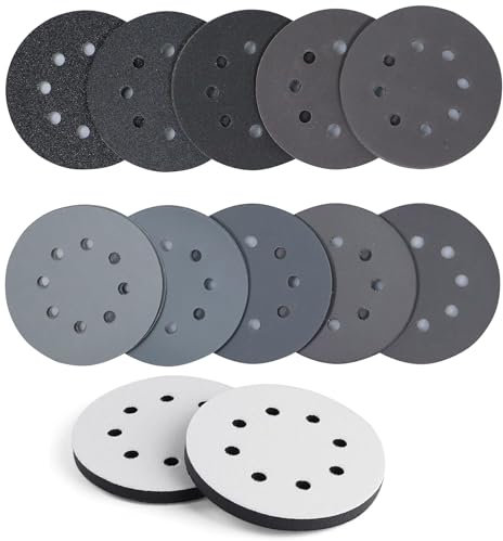 120 pezzi di carta vetrata da 125 mm con velcro bagnato e asciutto, 320 400 600 800 1000 2000 3000 grana per levigatrice orbitale 8 fori per auto metallo