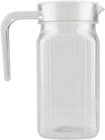 Bouteille de Jus, Bouteille de Jus Transparente en Acrylique, Pichet de Jus Froid à Eau Rayée, Pichet De Boisson PC avec Couvercle pour Bar Maison(500ML)