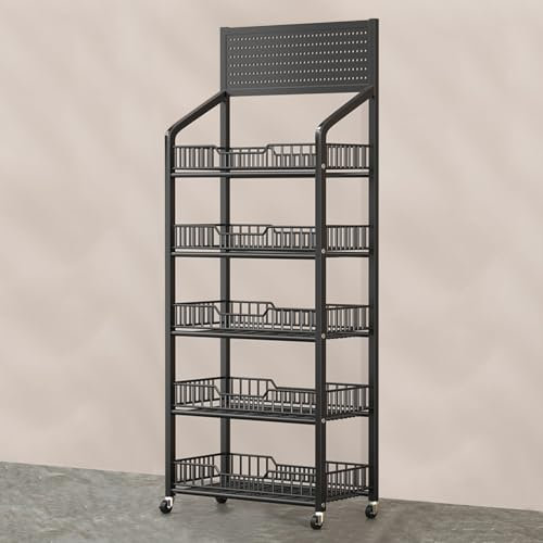 ZJFJMBD Snack Organizer Tier Supermarkt Regal Display Rack mit Rädern für Home Convenience Stores Küche – kommerzielle Süßigkeiten/Kartoffelchips Halter Ständer