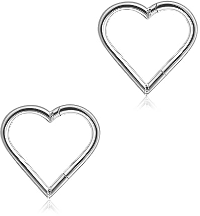 2 Stück Daith Piercing Titan 16G Herz Scharnier Nahtlose Clicker Ring Tragus Rook Knorpel Ohrringe Damen 8mm