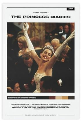bntjxz Klassische nostalgische Filme The Princess Diaries, Kunstposter, Leinwand, Poster, Schlafzimmer, Dekoration, Landschaft, Büro, Raumdekoration, Geschenk, 30 x 45 cm