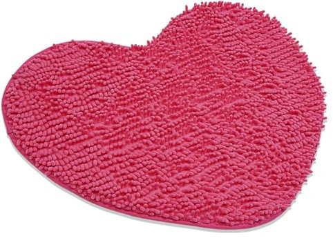 PENGYONBR 28×24 Chenille Heart Shaped Rug, 1-Pack PVC Non-Slip Bathroom Rug Love Shaped, Valentine's Day Heart Rug Valentine Heart Shaped Door Mat, Soft Fluffy Heart Area Rug for Bathroom /59