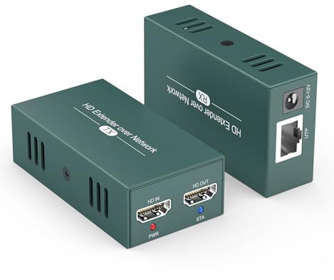 EVATEK Extensor HDMI Over Ethernet,Ultra HD 1080p@60Hz Más de Cat5e/6/7Hasta 492ft/150m, Audio y Video Extendido,Kit de transmisor y receptor HDMI Soporta Loop Out
