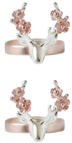 GALPADA 2St Hirschgeweih Ring khimar hijab graceling chritmas ideas blumenmuster Mädchenschmuck Urlaub Party Gefälligkeiten Neujahrsgeschenk Kupferring Rentier Fingerring