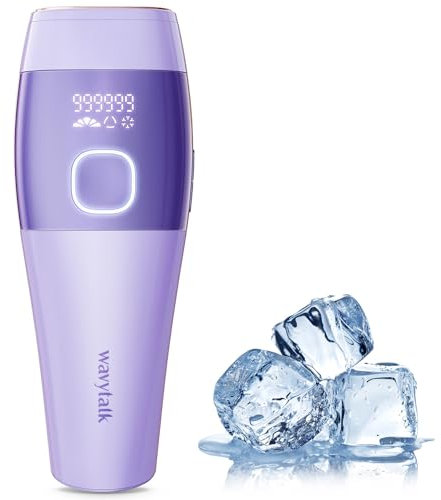 Wavytalk Laser Haarentfernung mit Eiskühlsystem,Max 24J Hohe Energie,9 Energiestufen,IPL Geräte Haarentfernung für Frauen und Männer, Körper,Gesicht,Achseln, Beine (Lila)