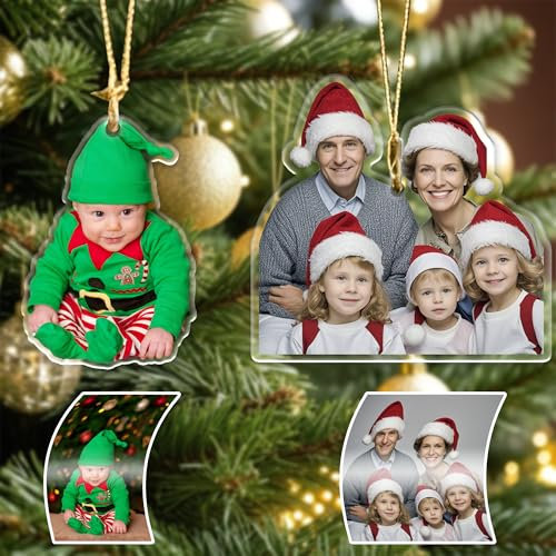 Personalisierte Weihnachtskugeln Weihnachtsbaumschmuck Weihnachtskugeln Selbst Gestalten Weihnachtskugel mit Foto Acryl Christbaumschmuck, 2D doppelseitiger Druck