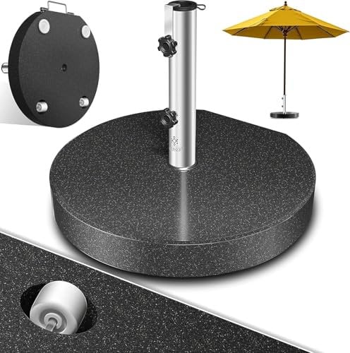 KESSER® Pied de Parasol en Granit avec Tube en Acier Inoxydable, Socle de Parasol de Haute qualité 30KG - pour tiges de Parasol jusqu'à 16-48 mm, poignée de Transport Incluse