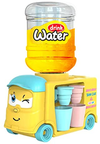 Yaoliucp Mini dispensador de Agua Toy Kid Drinks Dispenser Car Shape Water Dispenenser con 2Cup Finge Play Toy para Dollhouse Amarillo 2 Cabezas de automóvil, Mini dispensador de Agua