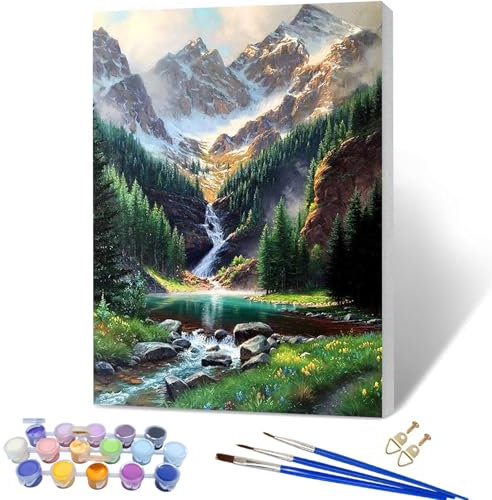 YALKIN Malen Nach Zahlen Erwachsene mit Rahmen, 30x40cm, Paint by Numbers Malen Nach Zahlen, DIY Landschaft mit Pinseln und Acrylfarben Handgemalt Ölgemälde Leinwand für Home Decor