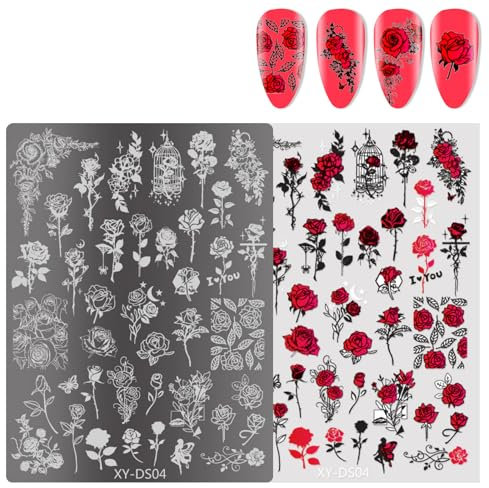 Schmetterling Nägel Stempel Vorlagen Französische Spitze Nägel Stamping Platten Maniküre Vorlage Werkzeug Blumen Nägel Schablone Stempel