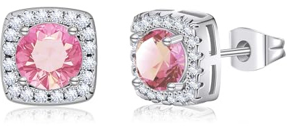 GILIEYER Boucles D'oreilles Zircon Cubique Carré, Brillant Boucles d'Oreilles en Simulation Diamant Mariage CZ Stud Boucles D'oreilles pour les Femmes Bijoux