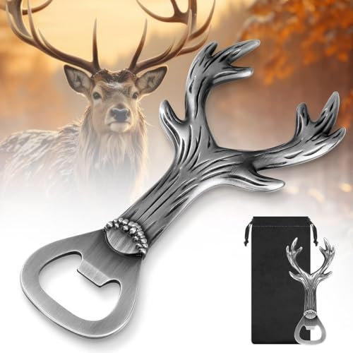 LKKCHER Jäger Geschenke für Frauen Männer, Hirschgeweih Geschenke, Bierflaschenöffner, Jagd Zubehör Weihnachtsgeschenke für Frauen Männer, Personalisierte Geschenke für Jäger, Fraue, Männer, Papa