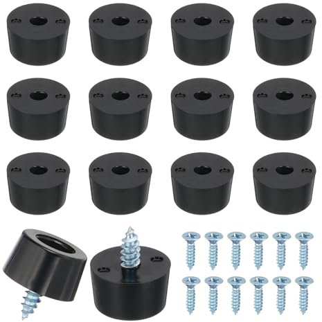 PATIKIL 14 Pcs Pieds en Caoutchouc, 13x10x7mm Pieds de Planche à Découper Antidérapants 3mm Pieds à Visser Ronds Noirs pour Meubles Électroniques, Chaises, Armoires, Canapés