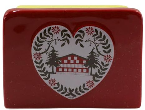 Tabac du Bassigny Porte-éponge Alpin en Céramique, Motif Chalet de Montagne, Rouge, 12 x 8,5 x 4 cm