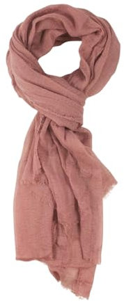 fashionchimp BASIC-Schal für Damen mit weichem Fransensaum, Tuch in leichter Qualität mit Baumwolle, einfarbig (Rosenholz)