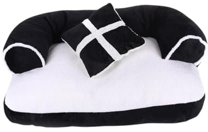 JISADER Hund Couch Bett Hund Sofa waschbarer Abnehmbarer Abdeckung Fashion Haustier Bett Katzenbett für Hunde Katzen Welpe, Schwarz-Weiss
