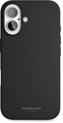 VONMÄHLEN Soft Silicone Case - Silikonhülle aus recycelten Materialien, kompatibel mit iPhone und MagSafe, Handyhülle mit Kamera-Displayschutz - iPhone 16 - Black