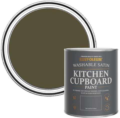 Rust-Oleum Scrubbable Kitchen Wood, Cupboard and Cabinet Paint in Satin Finish - Greencroft 750ml