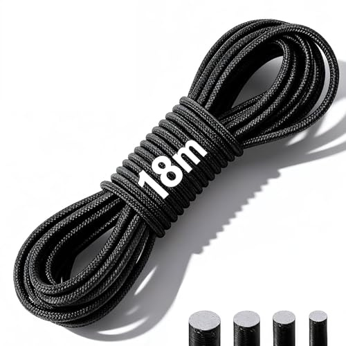 Gummiseil Expanderseil 18 m Gummikordel 3 mm Gummischnur UV-Schutz Spanngummi Spannseil Gummiband für Anhängerplane Rucksack Schnürsenkel Plane Zelte