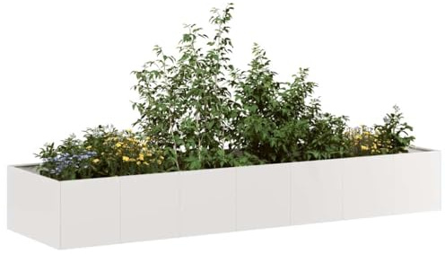 Pflanzkübel 280x80x40 cm Edelstahl, Rostfrei, Großes Pflanzgefäß für Garten, Terrasse, Balkon, Metall Hochbeet, Outdoor Blumenkasten