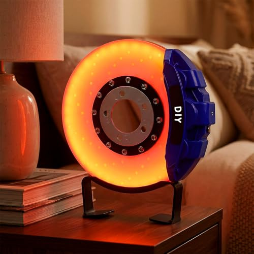 Nezyo Gifts for Car Guys - Brake Disc LED Rechargeable Night Light Desk Ambient Lamp with Touch Switch - Car Lovers Enthusiast Birthday Gift Table Decor