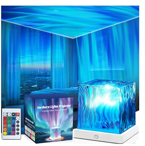 HUMIIEYE Northern Lights Projector, Cube Aurora Galaxy, 16 Color | Remote Control, USB Supply, Dimmable, Memory Function, Mood Lighting