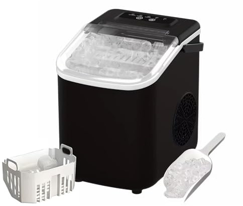Rexhan Ice Maker Machine, Portable Countertop Ice Cube Maker, 15KG in 24 Hours, 2 Ice Bullet Sizes, 9 Ice Cubes in 6 Mins, Self Cleaning, Scoop & Basket, Home, Kitchen, Office, RV, New