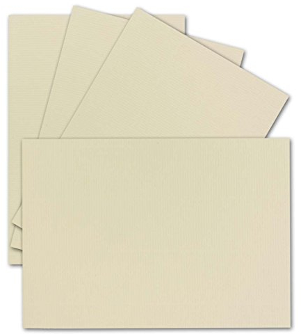 25 Einzel-Karten DIN A6-10,5 x 14,8 cm - 240 g/m² - Vanille/Creme gerippt - Tonkarton - Bastelpapier - Bastelkarton- Bastel-karten - blanko Postkarten