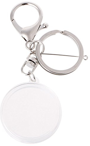 SimpleLife Acryl-Münzhalter-Kapsel mit Pad-Ring für 30mm 27mm-Schlüsselanhänger Alloy Keychain-1 x Münzkapsel mit Schlüsselring + 1 x Soft Pad, Silber