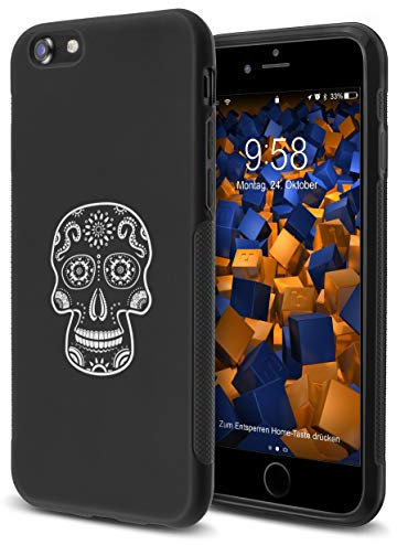 mumbi Hülle kompatibel mit iPhone SE 2022 / SE 2020 / 7 / 8 Handy Case Handyhülle double GRIP mit Motiv Calavera weiss, schwarz