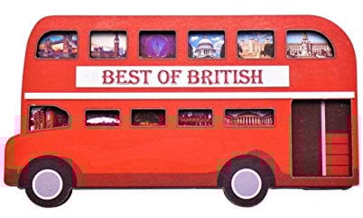 London Bus Shaped Fridge Magnet with London Icons Pictures