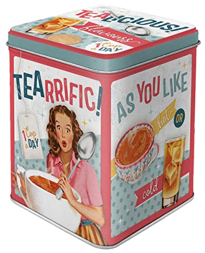 Nostalgic-Art Retro Teedose, 100 g, Tealicious & Tearrific – Geschenk-Idee für Nostalgie-Fans, Aufbewahrung für losen Tee und Teebeutel, Vintage Design