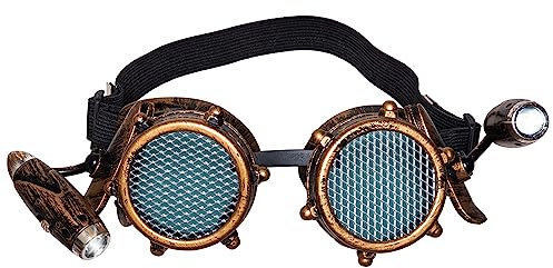 Boland 54559 - Partybrille Shinepunk, mit dehnbarem Gummiband, Unisex, Brille, Schweißerbrille, Steampunk, Timepunk, Accessoire, Kostüm, Karneval, Mottoparty, Halloween