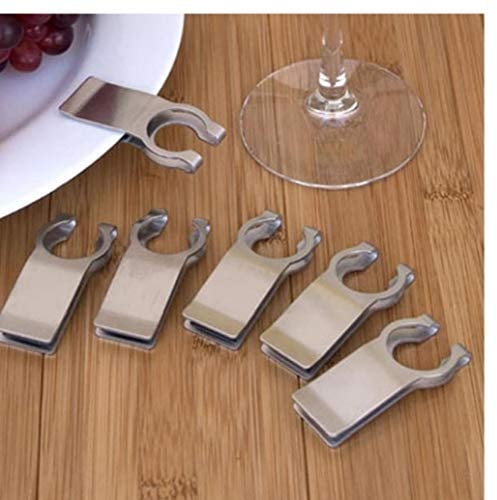 6pc Buffet Plate Clips Stainless Steel Stemware Plate Clips Buffet Maid Buffet Clips Hands Free Wine Glass Holder