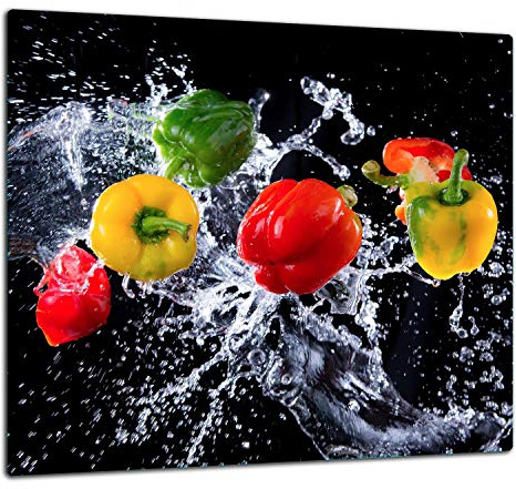 TMK - Panel de protección contra salpicaduras de cristal templado para cocina, 65 x 60 cm, cristal decorativo con cinta adhesiva autoadhesiva