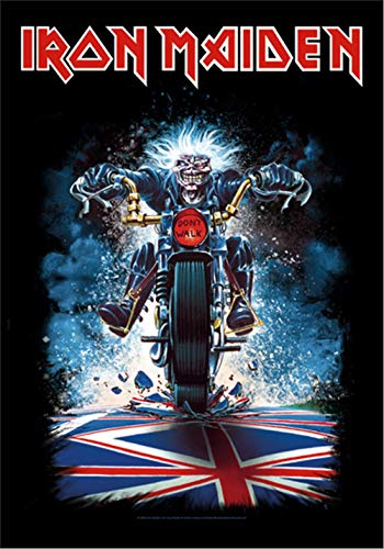 Heartrock Iron Maiden Eddie Motorcycle Bike Poster Flag, Black, 105 x 75 cm, For Concerts, Wall Decor, Polyester