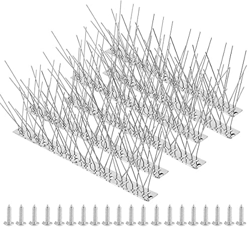 Bird Spikes, 2 M Pigeon Spikes with 304 Stainless Steel Base, Pigeon Deterrent for Roofs, Windows Aand Fence Tops, Effective Bird Deterrent for Pigeons, Crows, Seagulls, Small Birds, 6 Pack